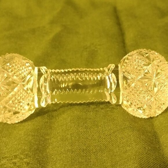 Vintage Imperial Glass Barbell-Shaped Clear Cut Crystal Knife Rest - Picture 3 of 5